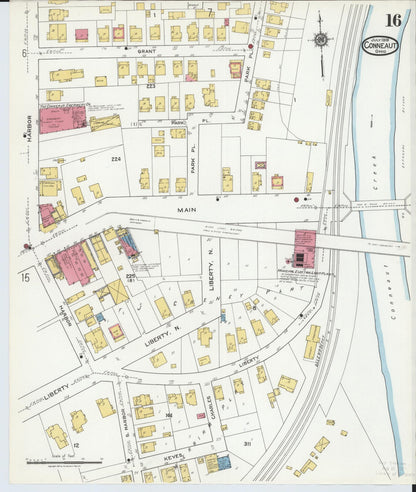 Sanborn Fire Insurance Map from Conneaut, Ashtabula County, Ohio (1919), Sheet #0016 - Historic Sanborn Fire Insurance Map Print, vintage old map wall art, antique decor, genealogy gift, Ohio Ohio map