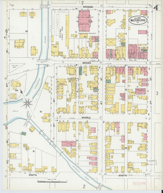 Sanborn Fire Insurance Map from Waterford, Saratoga County, New York (1902), Sheet #0004 - Historic Sanborn Fire Insurance Map Print, vintage old map wall art, antique decor, genealogy gift, New York New York map