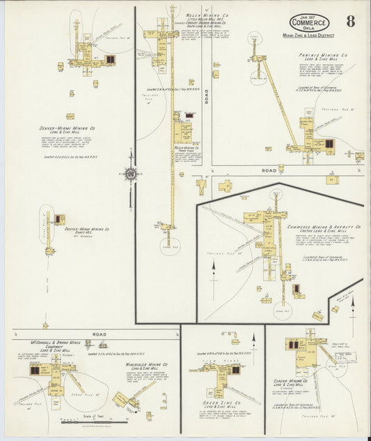Sanborn Fire Insurance Map from Commerce, Ottawa County, Oklahoma (1917), Sheet #0008 - Historic Sanborn Fire Insurance Map Print, vintage old map wall art, antique decor, genealogy gift, Oklahoma Oklahoma map