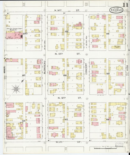 Sanborn Fire Insurance Map from Keokuk, Lee County, Iowa (1893), Sheet #0011 - Historic Sanborn Fire Insurance Map Print