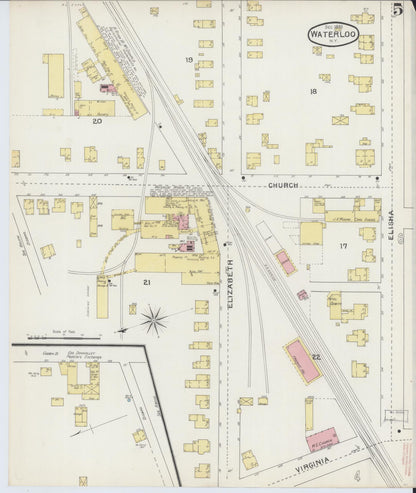 Sanborn Fire Insurance Map from Waterloo, Seneca County, New York (1893), Sheet #0005 - Historic Sanborn Fire Insurance Map Print, vintage old map wall art, antique decor, genealogy gift, New York New York map