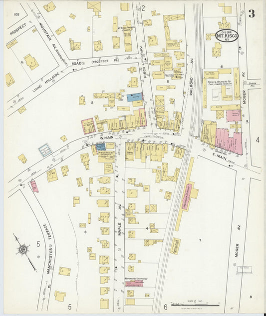 Sanborn Fire Insurance Map from Mount Kisco, Westchester County, New York (1916), Sheet #0003 - Historic Sanborn Fire Insurance Map Print, vintage old map wall art, antique decor, genealogy gift, New York New York map