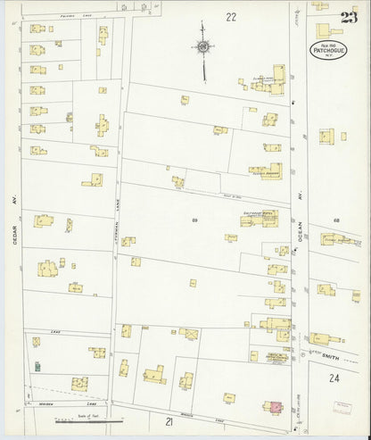 Sanborn Fire Insurance Map from Patchogue, Suffolk County, New York (1910), Sheet #0023 - Complete Map Set gallery image, historic Sanborn map, vintage wall art, New York New York