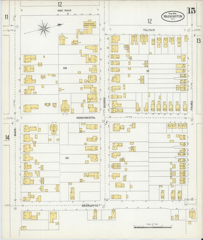 Sanborn Fire Insurance Map from Washington, Beaufort County, North Carolina (1904), Sheet #0015 - Historic Sanborn Fire Insurance Map Print, vintage old map wall art, antique decor, genealogy gift, North Carolina North Carolina map