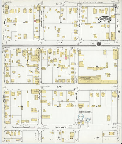 Sanborn Fire Insurance Map from Corpus Christi, Nueces County, Texas (1919), Sheet #0015 - Complete Map Set gallery image, historic Sanborn map, vintage wall art, Texas Texas