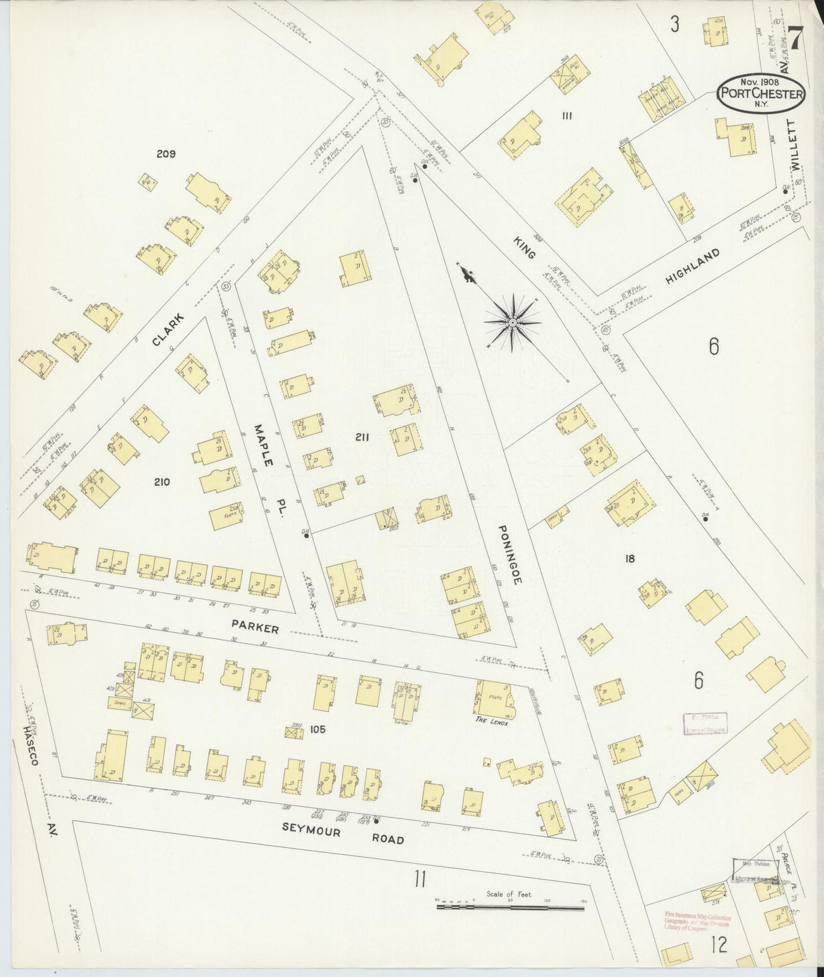 Sanborn Fire Insurance Map from Port Chester, Westchester County, New York (1908), Sheet #0007 - Complete Map Set gallery image, historic Sanborn map, vintage wall art, New York New York