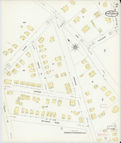 Sanborn Fire Insurance Map from Port Chester, Westchester County, New York (1908), Sheet #0007 - Complete Map Set gallery image, historic Sanborn map, vintage wall art, New York New York