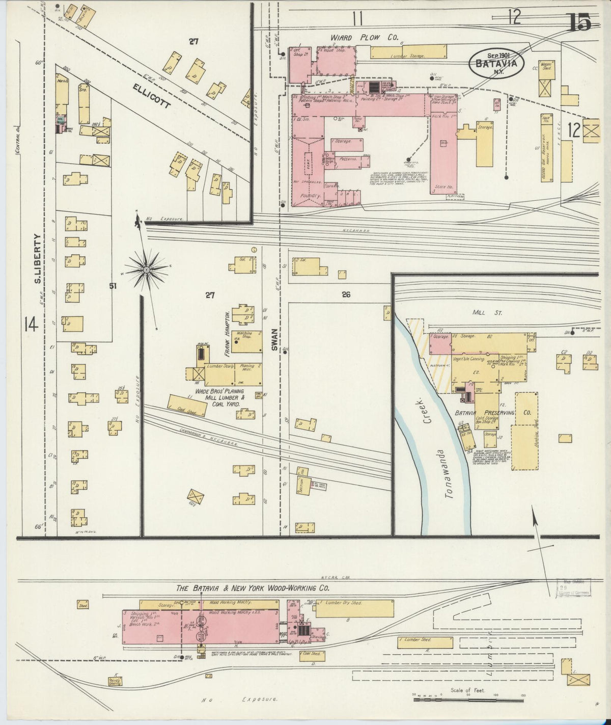 Sanborn Fire Insurance Map from Batavia, Genesee County, New York (1901), Sheet #0015 - Historic Sanborn Fire Insurance Map Print, vintage old map wall art, antique decor, genealogy gift, New York New York map