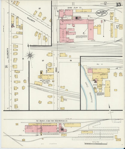 Sanborn Fire Insurance Map from Batavia, Genesee County, New York (1901), Sheet #0015 - Historic Sanborn Fire Insurance Map Print, vintage old map wall art, antique decor, genealogy gift, New York New York map