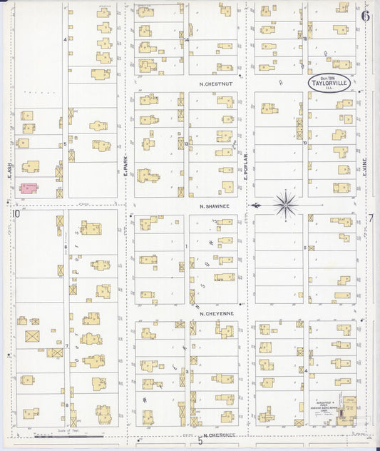 Sanborn Fire Insurance Map from Taylorville, Christian County, Illinois (1906), Sheet #0006 - Historic Sanborn Fire Insurance Map Print, vintage old map wall art, antique decor, genealogy gift, Illinois Illinois map