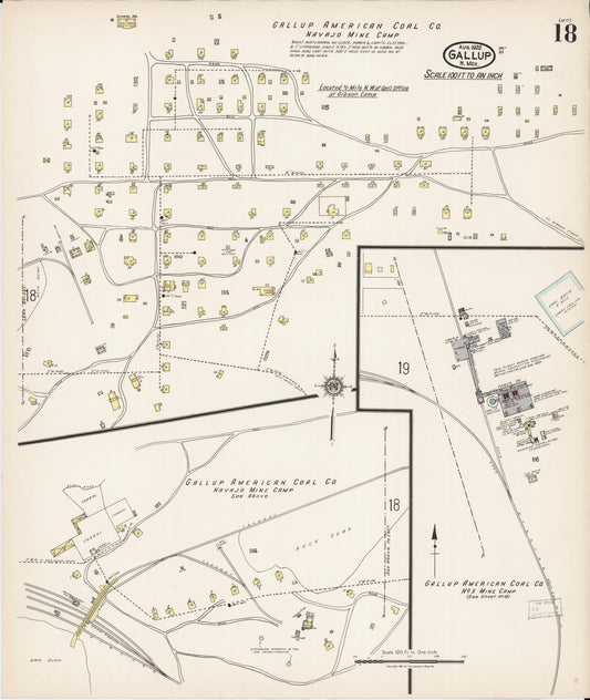 Sanborn Fire Insurance Map from Gallup, Mckinley County, New Mexico (1922), Sheet #0018 - Historic Sanborn Fire Insurance Map Print, vintage old map wall art, antique decor, genealogy gift, New Mexico New Mexico map