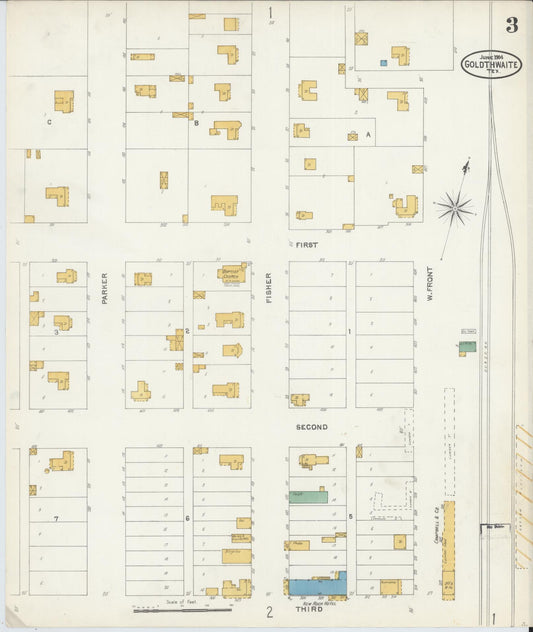 Sanborn Fire Insurance Map from Goldthwaite, Mills County, Texas (1904), Sheet #0003 - Historic Sanborn Fire Insurance Map Print, vintage old map wall art, antique decor, genealogy gift, Texas Texas map