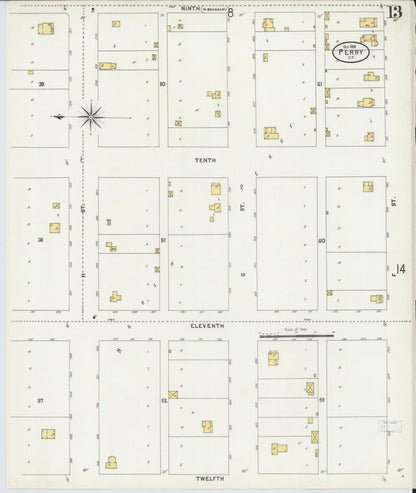 Sanborn Fire Insurance Map from Perry, Noble County, Oklahoma (1898), Sheet #0013 - Complete Map Set gallery image, historic Sanborn map, vintage wall art, Oklahoma Oklahoma