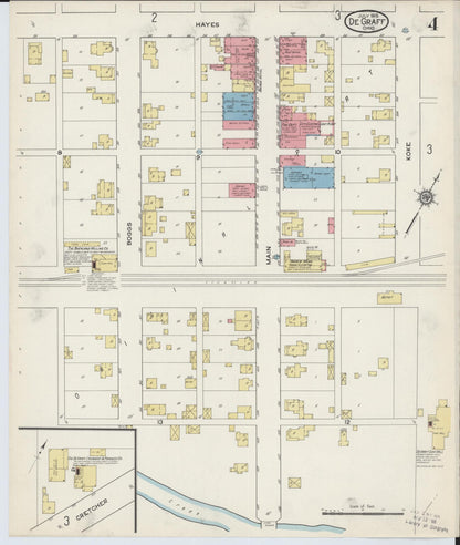 Sanborn Fire Insurance Map from Degraff, Logan County, Ohio (1915), Sheet #0004 - Historic Sanborn Fire Insurance Map Print, vintage old map wall art, antique decor, genealogy gift, Ohio Ohio map
