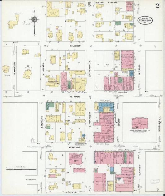 Sanborn Fire Insurance Map from Robinson, Crawford County, Illinois (1910), Sheet #0002 - Historic Sanborn Fire Insurance Map Print, vintage old map wall art, antique decor, genealogy gift, Illinois Illinois map