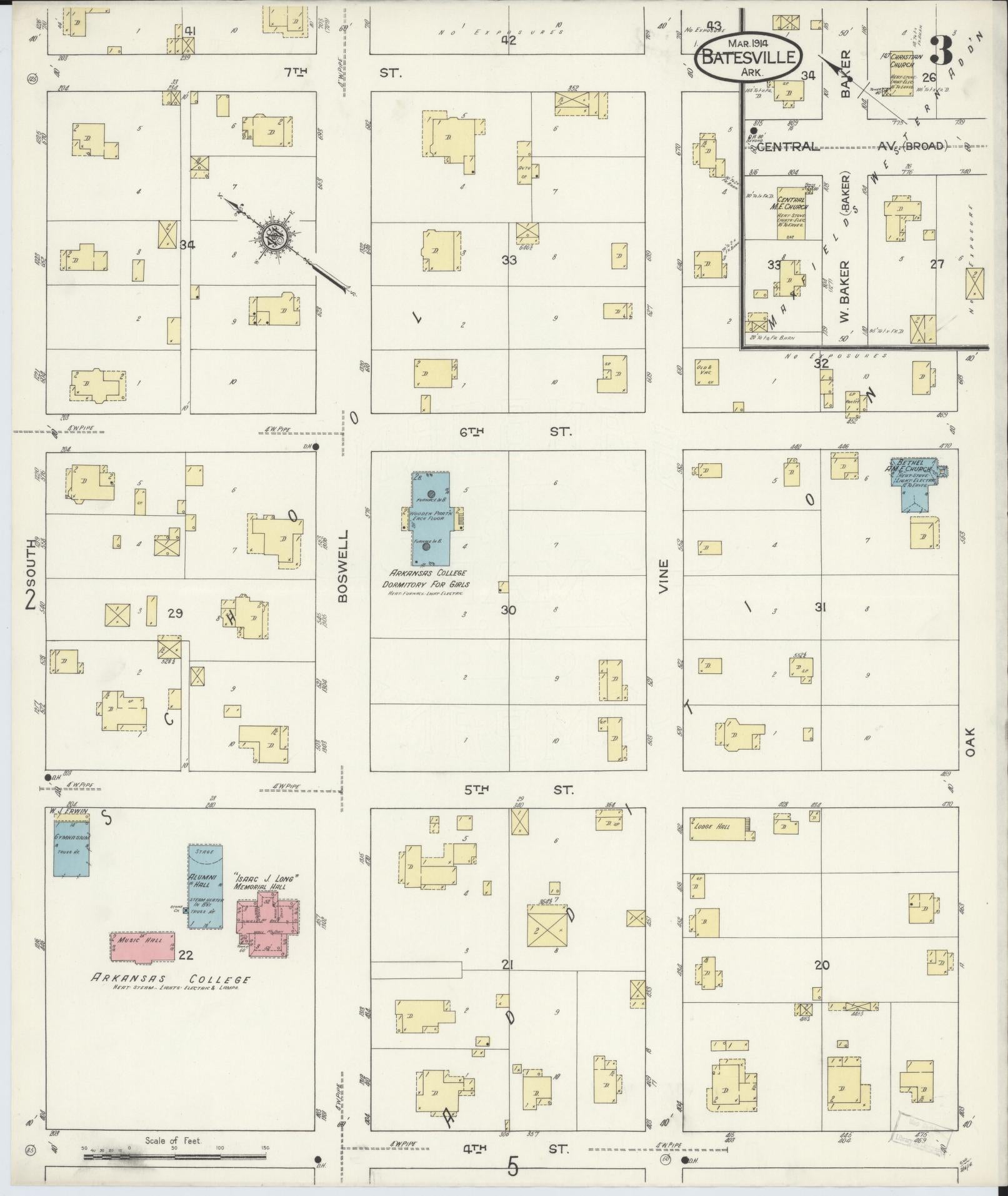 Sanborn Fire Insurance Map from Batesville, Independence County, Arkansas (1914), Sheet #0003 - Complete Map Set gallery image, historic Sanborn map, vintage wall art, Arkansas Arkansas