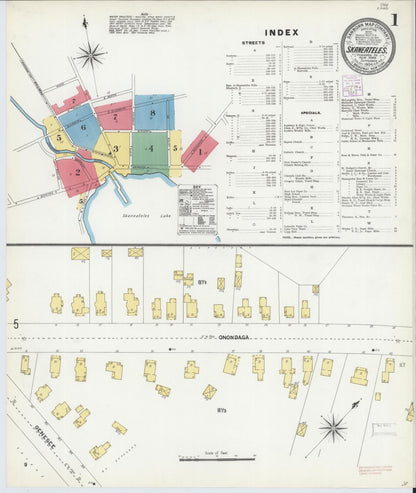 Sanborn Fire Insurance Map from Skaneateles, Onondaga County, New York (1904), Sheet #0001 - Historic Sanborn Fire Insurance Map Print, vintage old map wall art, antique decor, genealogy gift, New York New York map