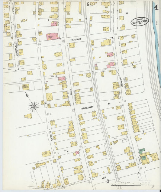 Sanborn Fire Insurance Map from Duncannon, Perry County, Pennsylvania (1904), Sheet #0004 - Historic Sanborn Fire Insurance Map Print, vintage old map wall art, antique decor, genealogy gift, Pennsylvania Pennsylvania map