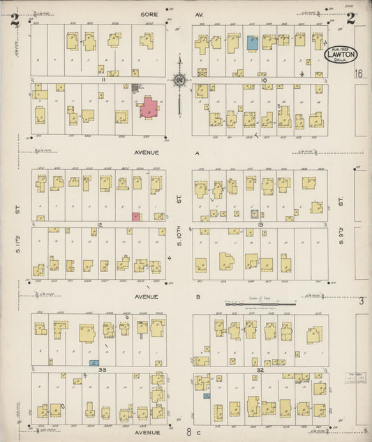 Sanborn Fire Insurance Map from Lawton, Comanche County, Oklahoma (1923), Sheet #0002 - Historic Sanborn Fire Insurance Map Print, vintage old map wall art, antique decor, genealogy gift, Oklahoma Oklahoma map