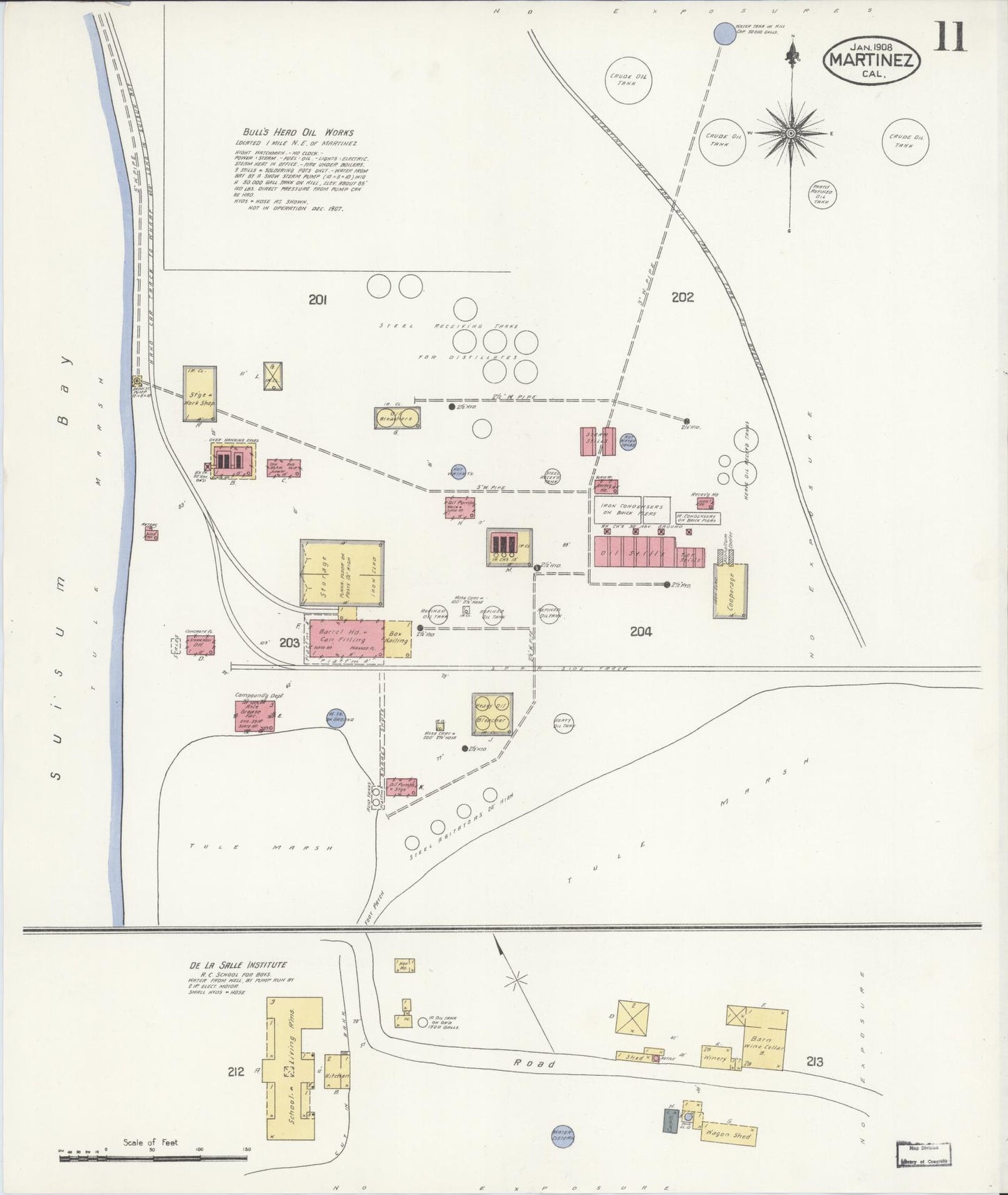 Sanborn Fire Insurance Map from Martinez, Contra Costa County, California (1908), Sheet #0011 - Historic Sanborn Fire Insurance Map Print, vintage old map wall art, antique decor, genealogy gift, California California map