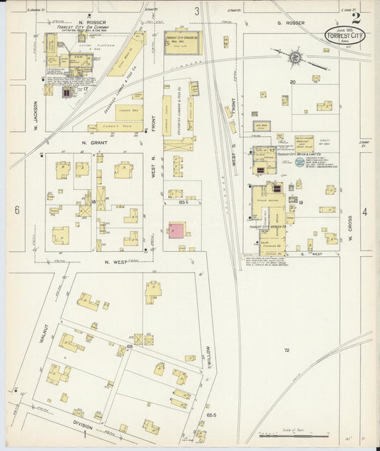 Sanborn Fire Insurance Map from Forrest City, Saint Francis County, Arkansas (1913), Sheet #0002 - Historic Sanborn Fire Insurance Map Print, vintage old map wall art, antique decor, genealogy gift, Arkansas Arkansas map