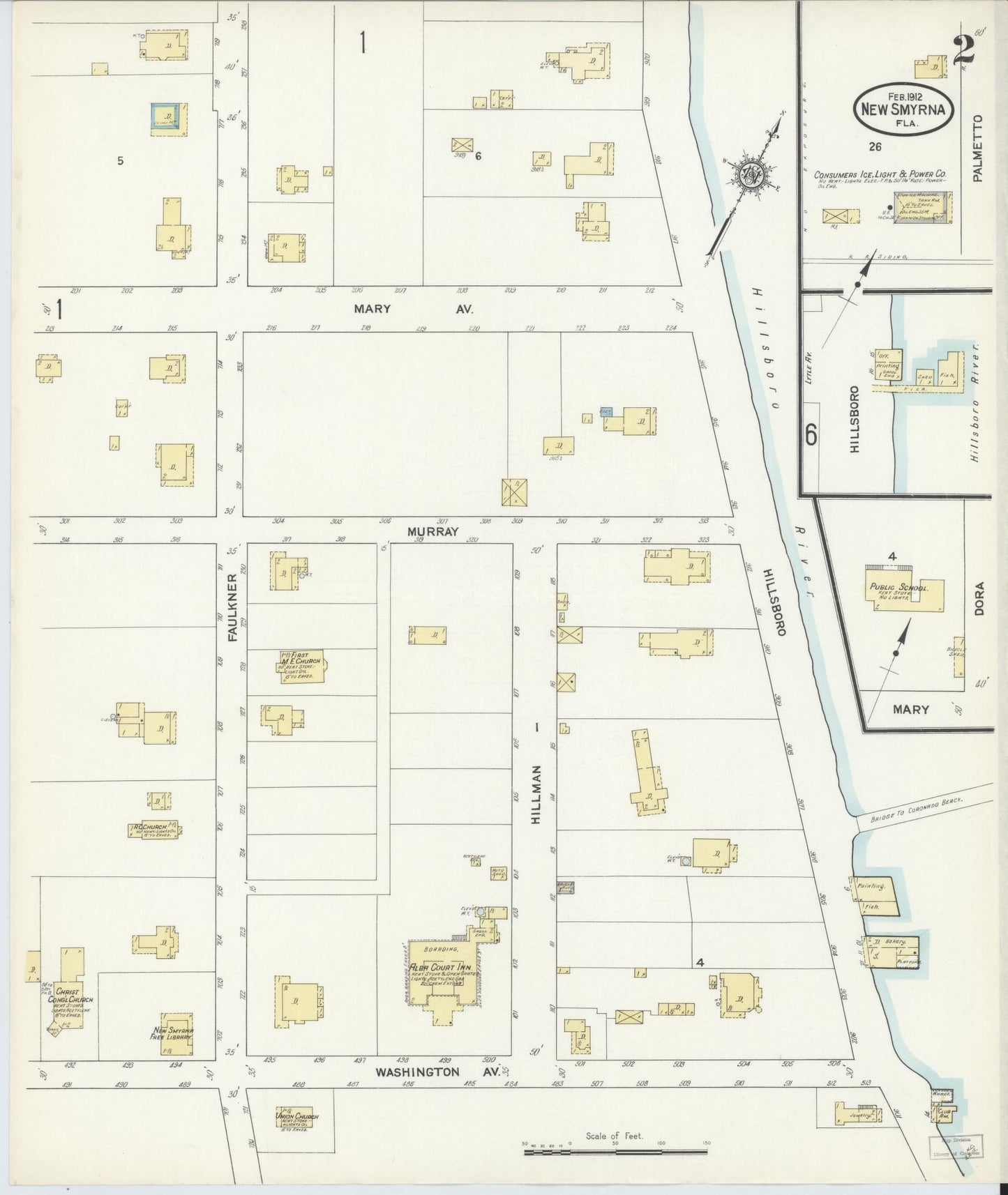 Sanborn Fire Insurance Map from New Smyrna, Valusia County, Florida (1912), Sheet #0002 - Historic Sanborn Fire Insurance Map Print, vintage old map wall art, antique decor, genealogy gift, Florida Florida map