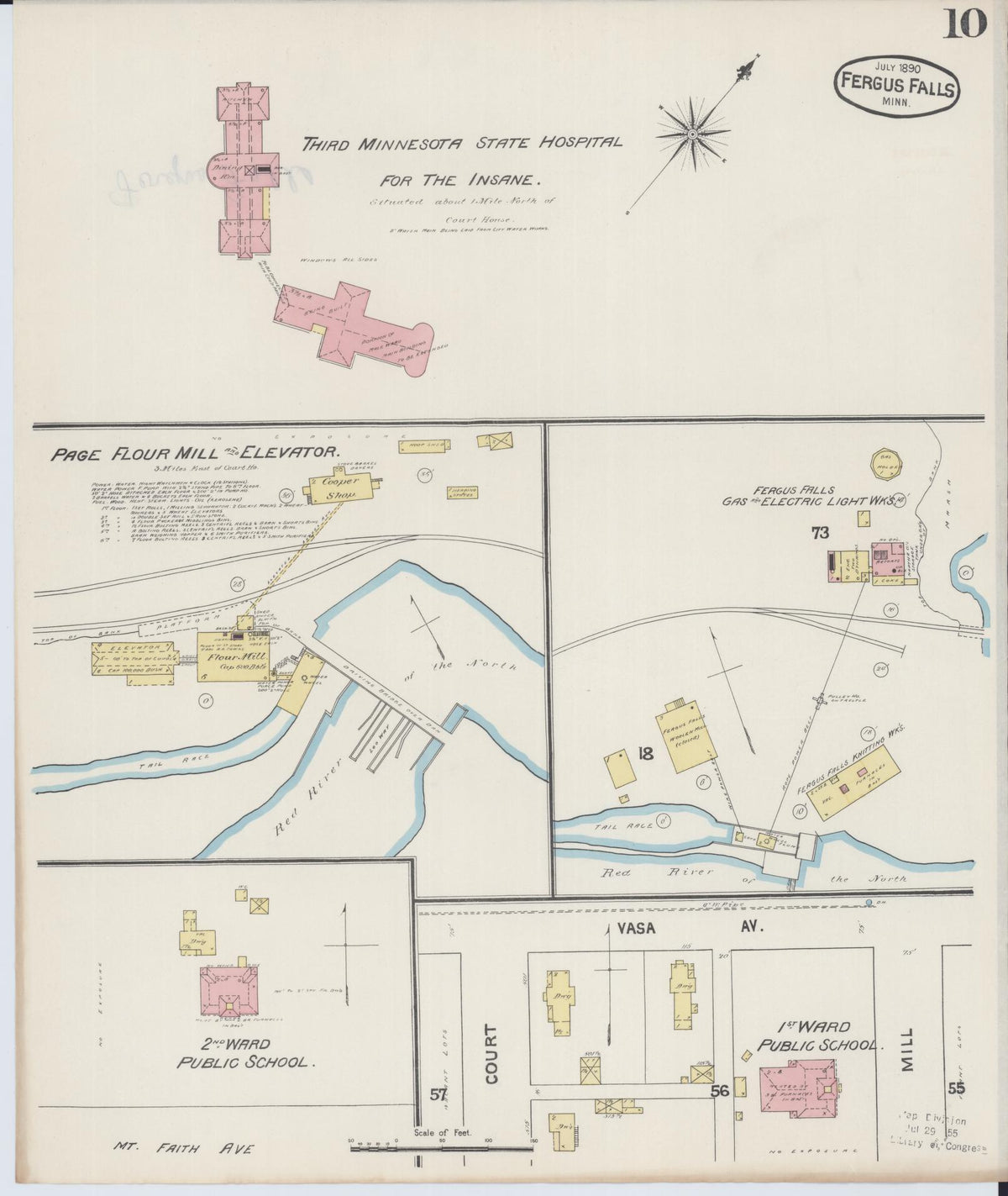 Sanborn Fire Insurance Map from Fergus Falls, Otter Tail County, Minnesota (1890), Sheet #0010 - Complete Map Set gallery image, historic Sanborn map, vintage wall art, Minnesota Minnesota