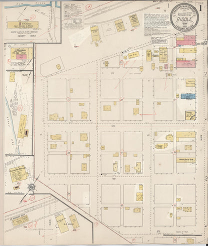 Sanborn Fire Insurance Map from Riddle, Douglas County, Oregon (1931), Sheet #0001 - Complete Map Set gallery image, historic Sanborn map, vintage wall art, Oregon Oregon