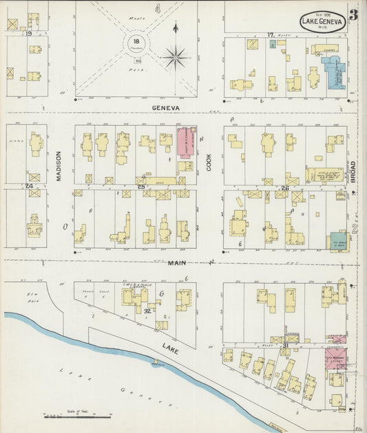 Sanborn Fire Insurance Map from Lake Geneva, Walworth County, Wisconsin (1892), Sheet #0003 - Historic Sanborn Fire Insurance Map Print, vintage old map wall art, antique decor, genealogy gift, Wisconsin Wisconsin map
