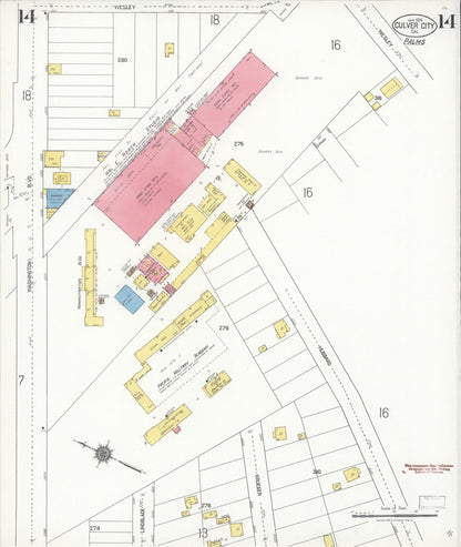 Sanborn Fire Insurance Map from Culver City, Los Angeles County, California (1924), Sheet #0014 - Historic Sanborn Fire Insurance Map Print, vintage old map wall art, antique decor, genealogy gift, California California map