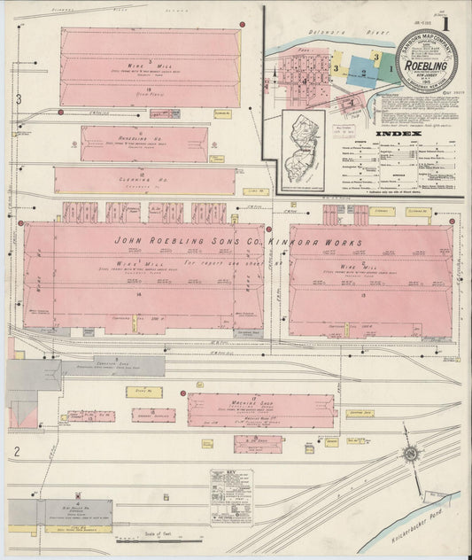 Sanborn Fire Insurance Map from Roebling, Burlington County, New Jersey. (1915) – Historic Sanborn Fire Insurance Map Print