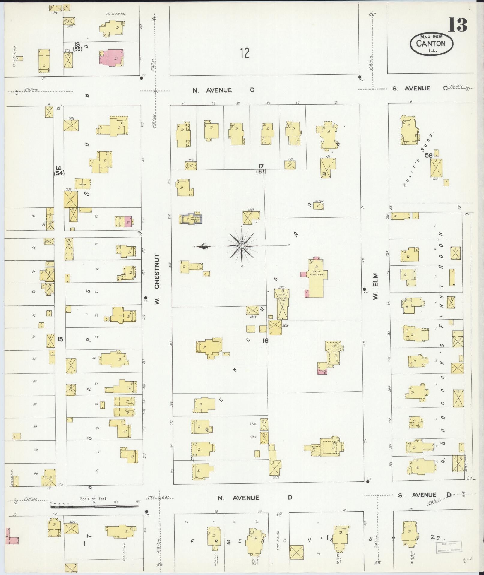 Sanborn Fire Insurance Map from Canton, Fulton County, Illinois (1909), Sheet #0013 - Complete Map Set gallery image, historic Sanborn map, vintage wall art, Illinois Illinois