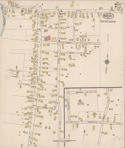 Sanborn Fire Insurance Map from Newport, Sullivan County, New Hampshire (1921), Sheet #0007 - Complete Map Set gallery image, historic Sanborn map, vintage wall art, New Hampshire New Hampshire