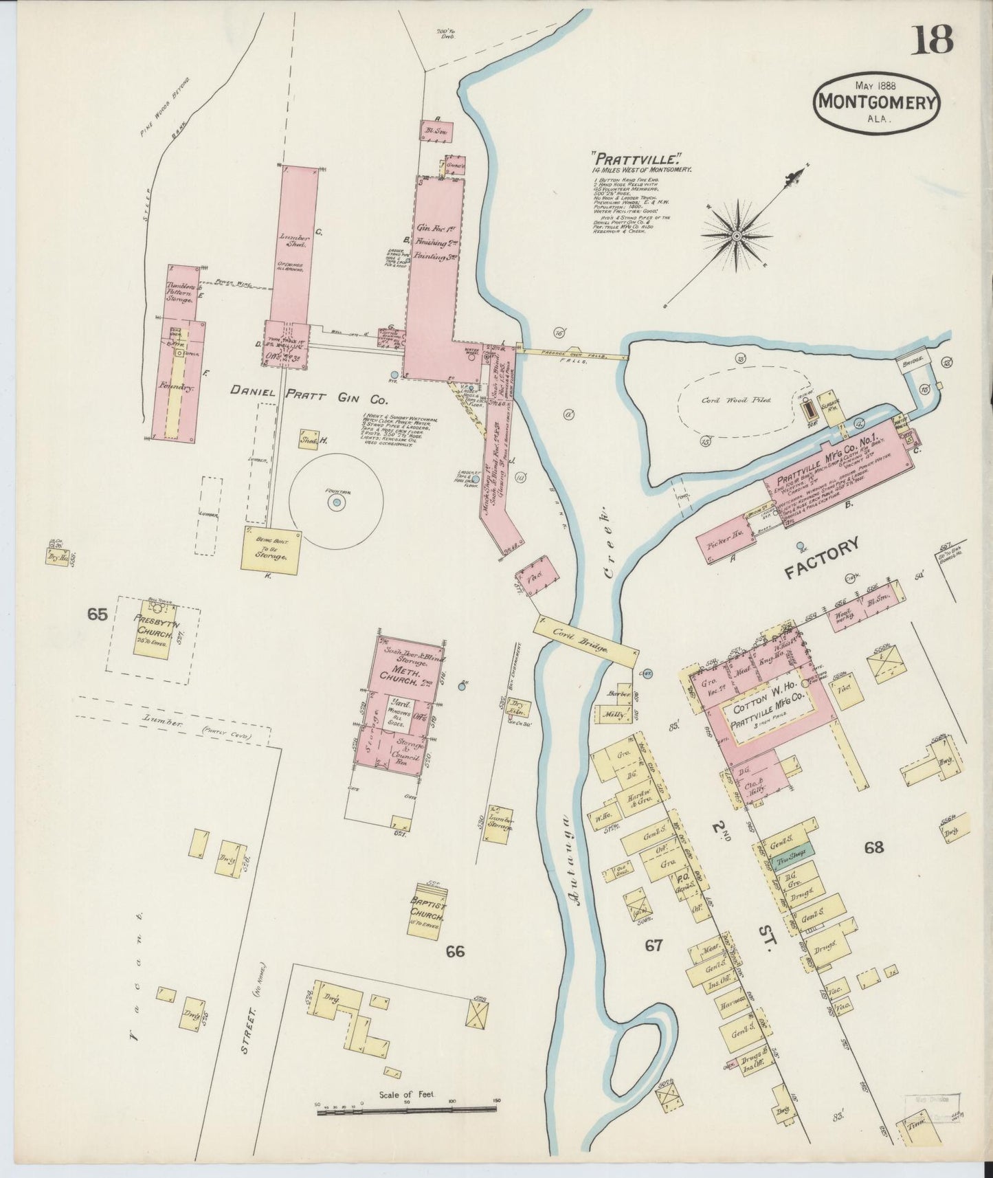 Sanborn Fire Insurance Map from Montgomery, Montgomery County, Alabama (1888), Sheet #0018 - Complete Map Set gallery image, historic Sanborn map, vintage wall art, Alabama Alabama