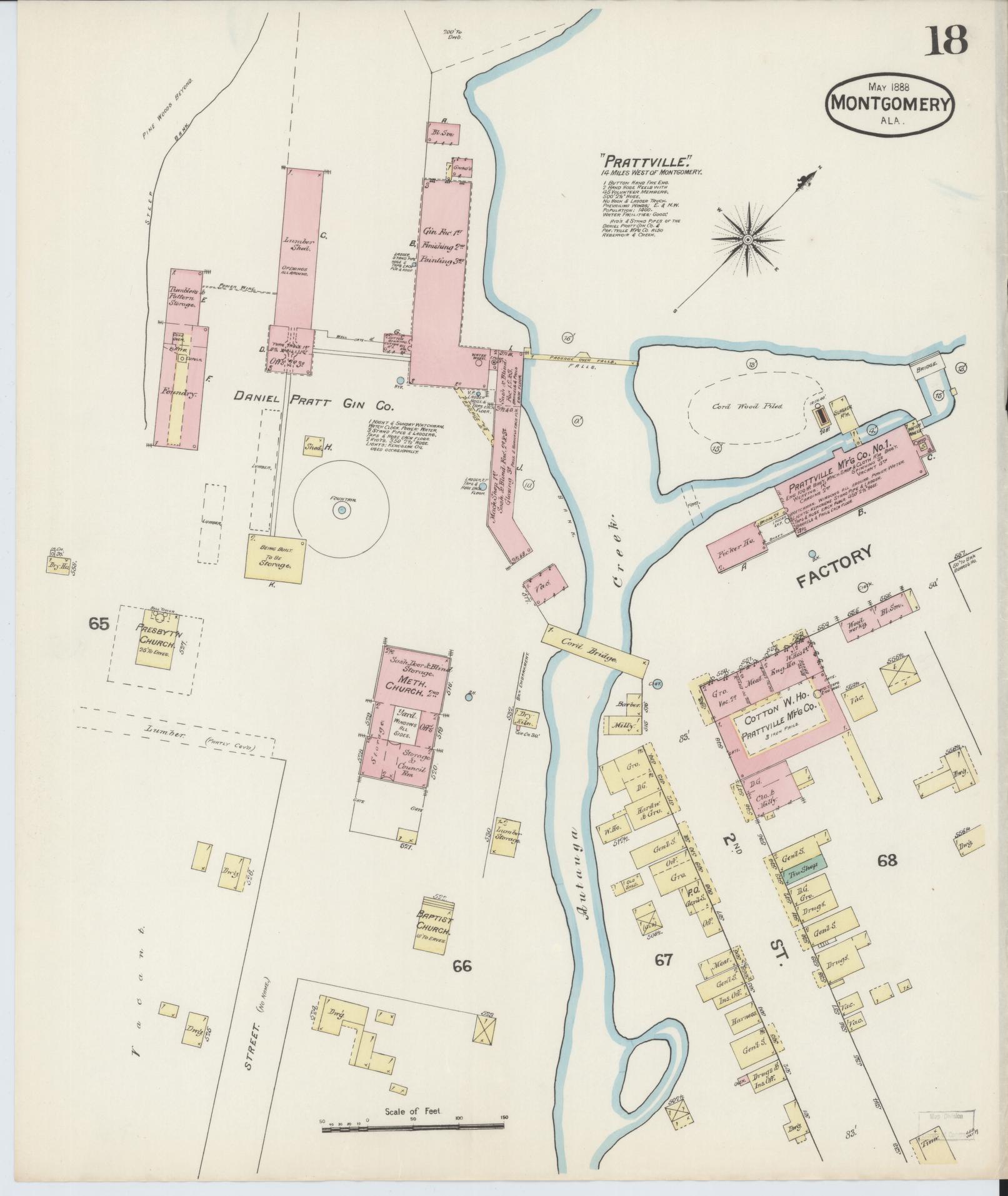 Sanborn Fire Insurance Map from Montgomery, Montgomery County, Alabama (1888), Sheet #0018 - Complete Map Set gallery image, historic Sanborn map, vintage wall art, Alabama Alabama