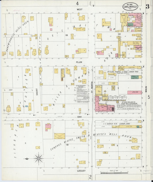 Sanborn Fire Insurance Map from Carlinville, Macoupin County, Illinois (1900), Sheet #0003 - Historic Sanborn Fire Insurance Map Print, vintage old map wall art, antique decor, genealogy gift, Illinois Illinois map