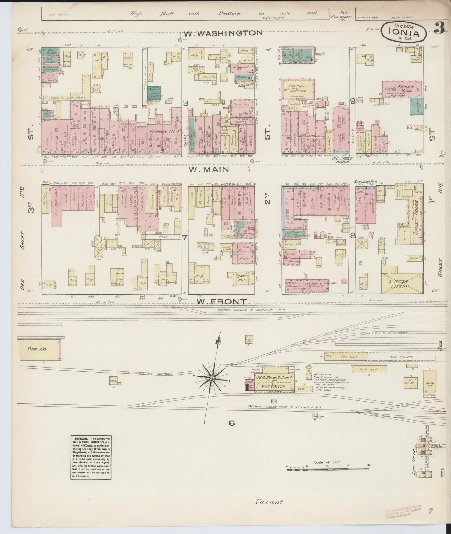 Sanborn Fire Insurance Map from Ionia, Ionia County, Michigan (1884), Sheet #0003 - Complete Map Set gallery image, historic Sanborn map, vintage wall art, Michigan Michigan