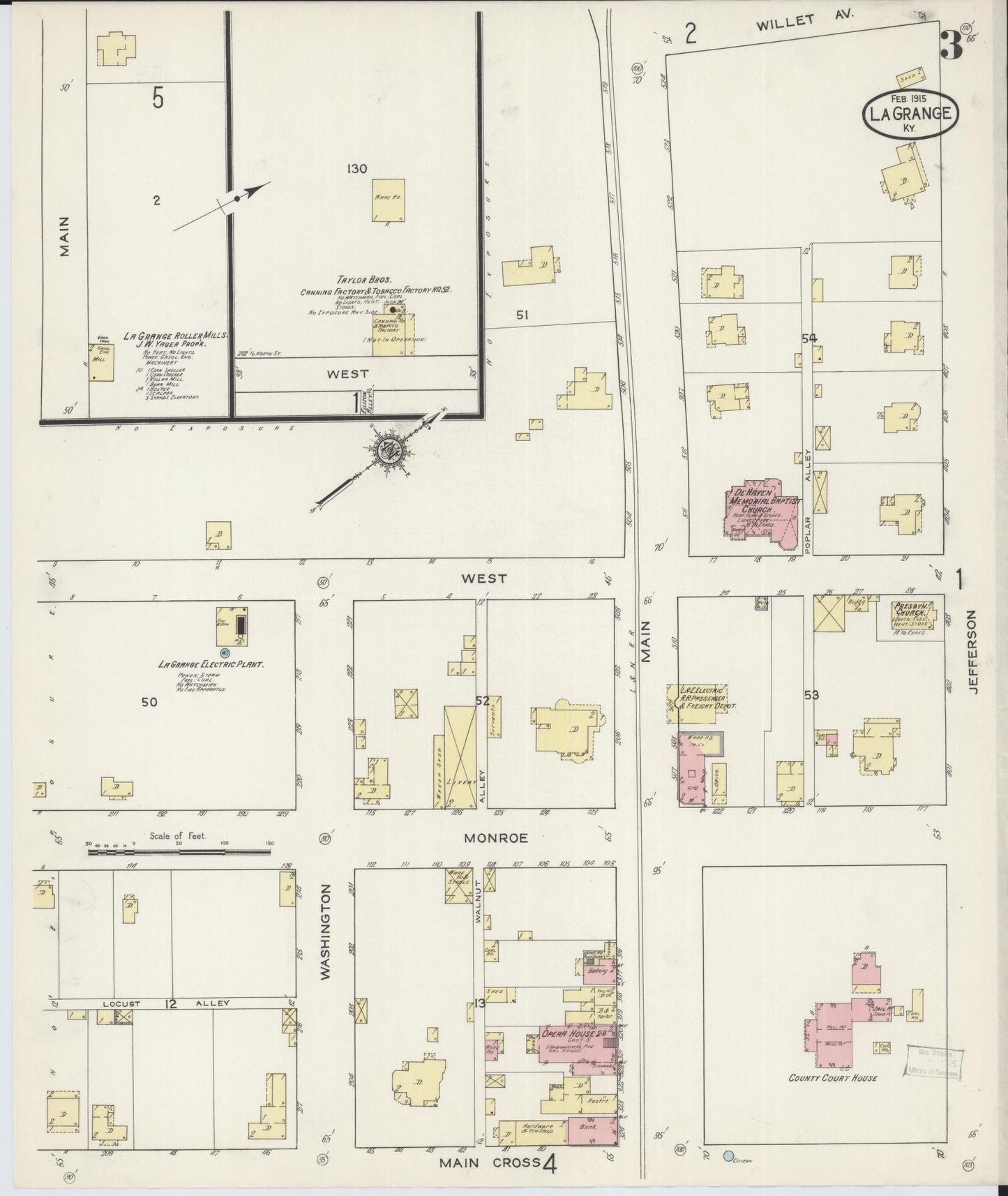 Sanborn Fire Insurance Map from La Grange, Oldham County, Kentucky (1915), Sheet #0003 - Complete Map Set gallery image, historic Sanborn map, vintage wall art, Kentucky Kentucky
