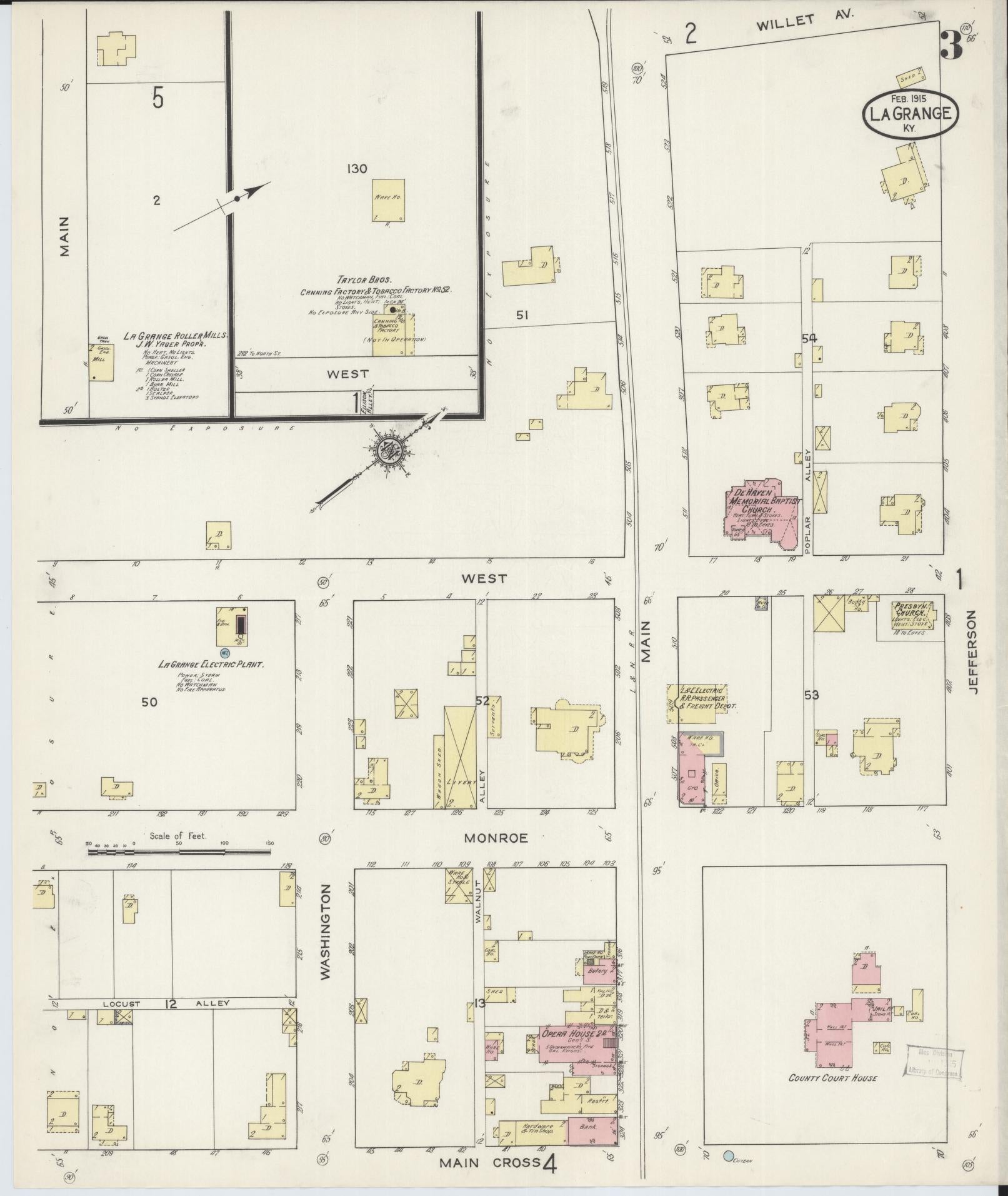 Sanborn Fire Insurance Map from La Grange, Oldham County, Kentucky (1915), Sheet #0003 - Complete Map Set gallery image, historic Sanborn map, vintage wall art, Kentucky Kentucky
