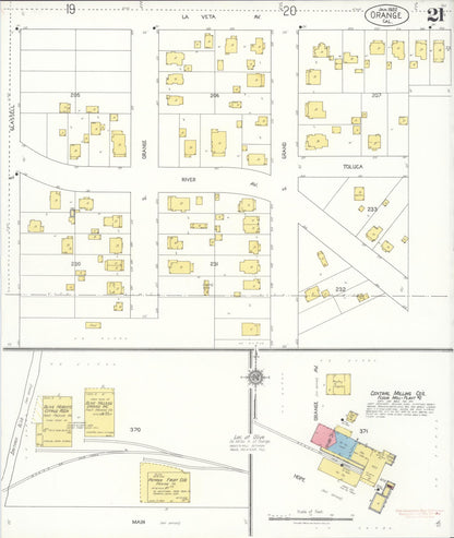 Sanborn Fire Insurance Map from Orange, Orange County, California (1922), Sheet #0021 - Complete Map Set gallery image, historic Sanborn map, vintage wall art, California California