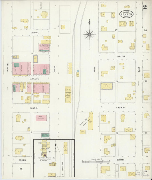 Sanborn Fire Insurance Map from Kenton, Obion And Gibson Counties, Tennessee (1907), Sheet #0002 - Historic Sanborn Fire Insurance Map Print, vintage old map wall art, antique decor, genealogy gift, Tennessee Tennessee map