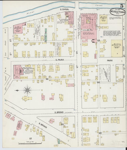 Sanborn Fire Insurance Map from Middletown, Butler County, Ohio (1890), Sheet #0005 - Historic Sanborn Fire Insurance Map Print, vintage old map wall art, antique decor, genealogy gift, Ohio Ohio map