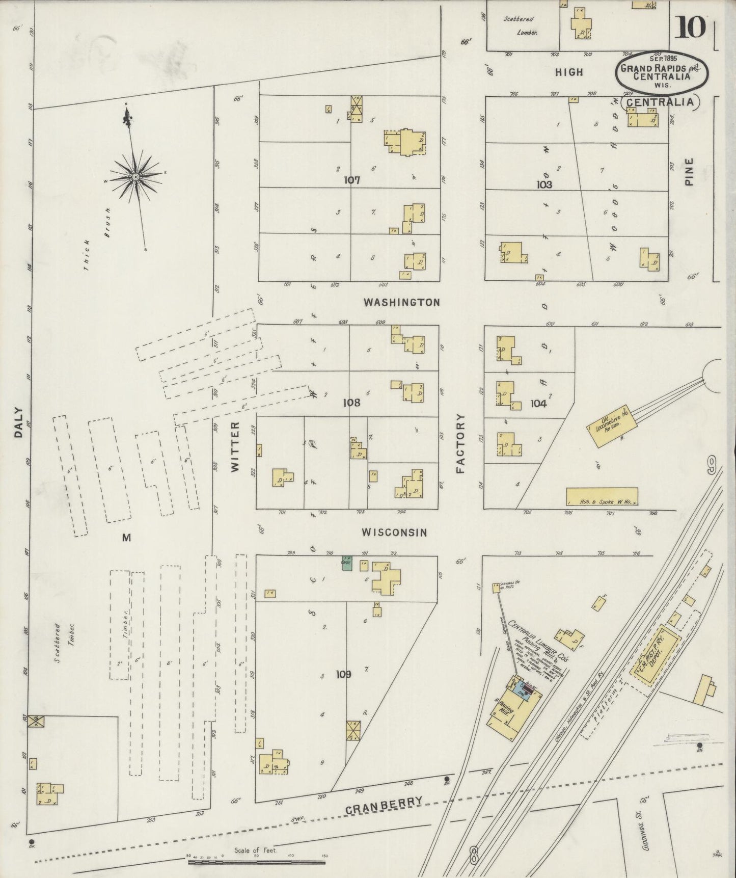 Sanborn Fire Insurance Map from Grand Rapids, Wood County, Wisconsin (1895), Sheet #0010 - Complete Map Set gallery image, historic Sanborn map, vintage wall art, Wisconsin Wisconsin
