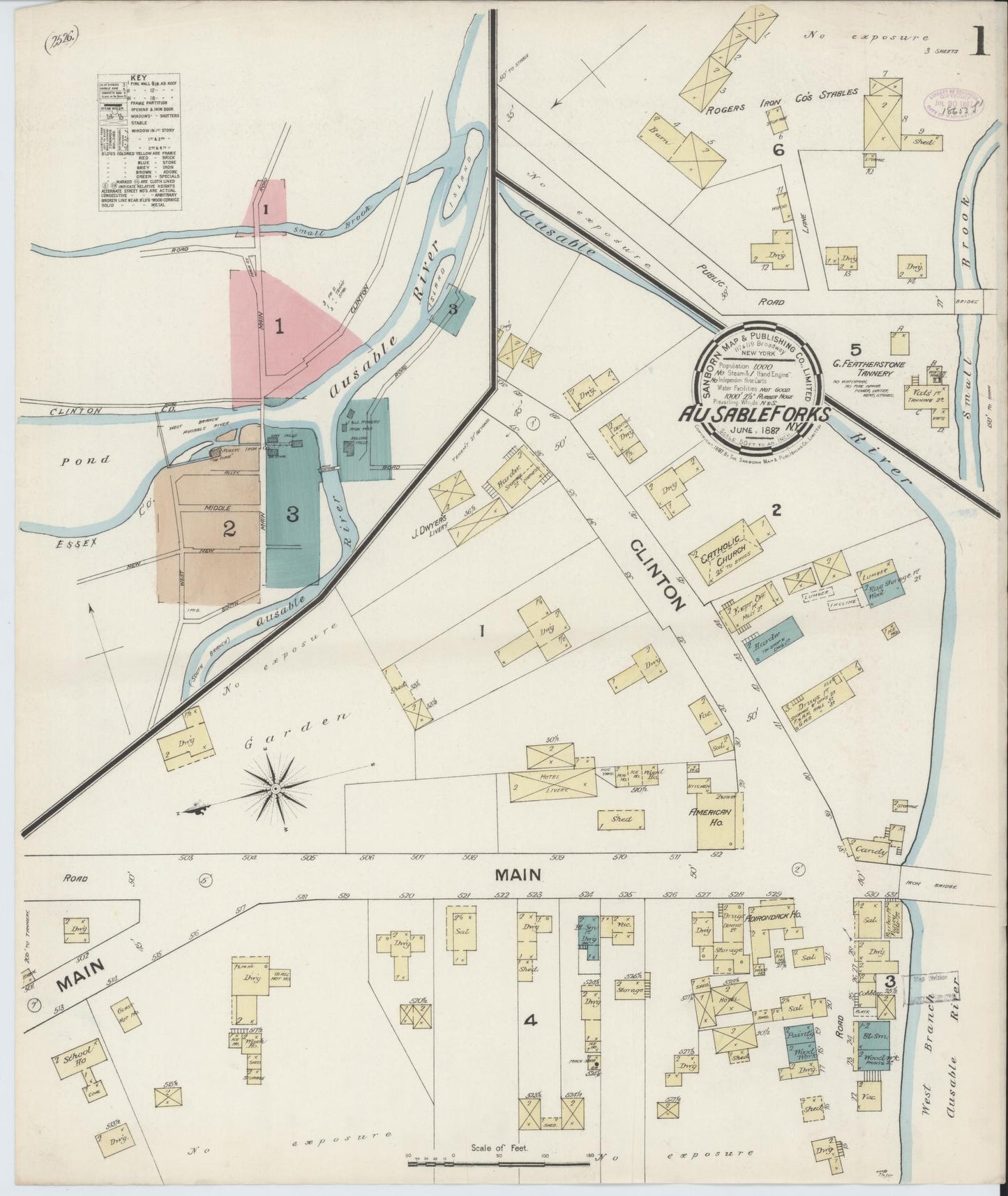 Sanborn Fire Insurance Map from Au Sable Forks, Essex And Clinton Counties, New York. (1887) – Historic Sanborn Fire Insurance Map Print