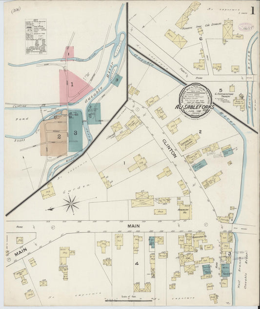 Sanborn Fire Insurance Map from Au Sable Forks, Essex And Clinton Counties, New York. (1887) – Historic Sanborn Fire Insurance Map Print