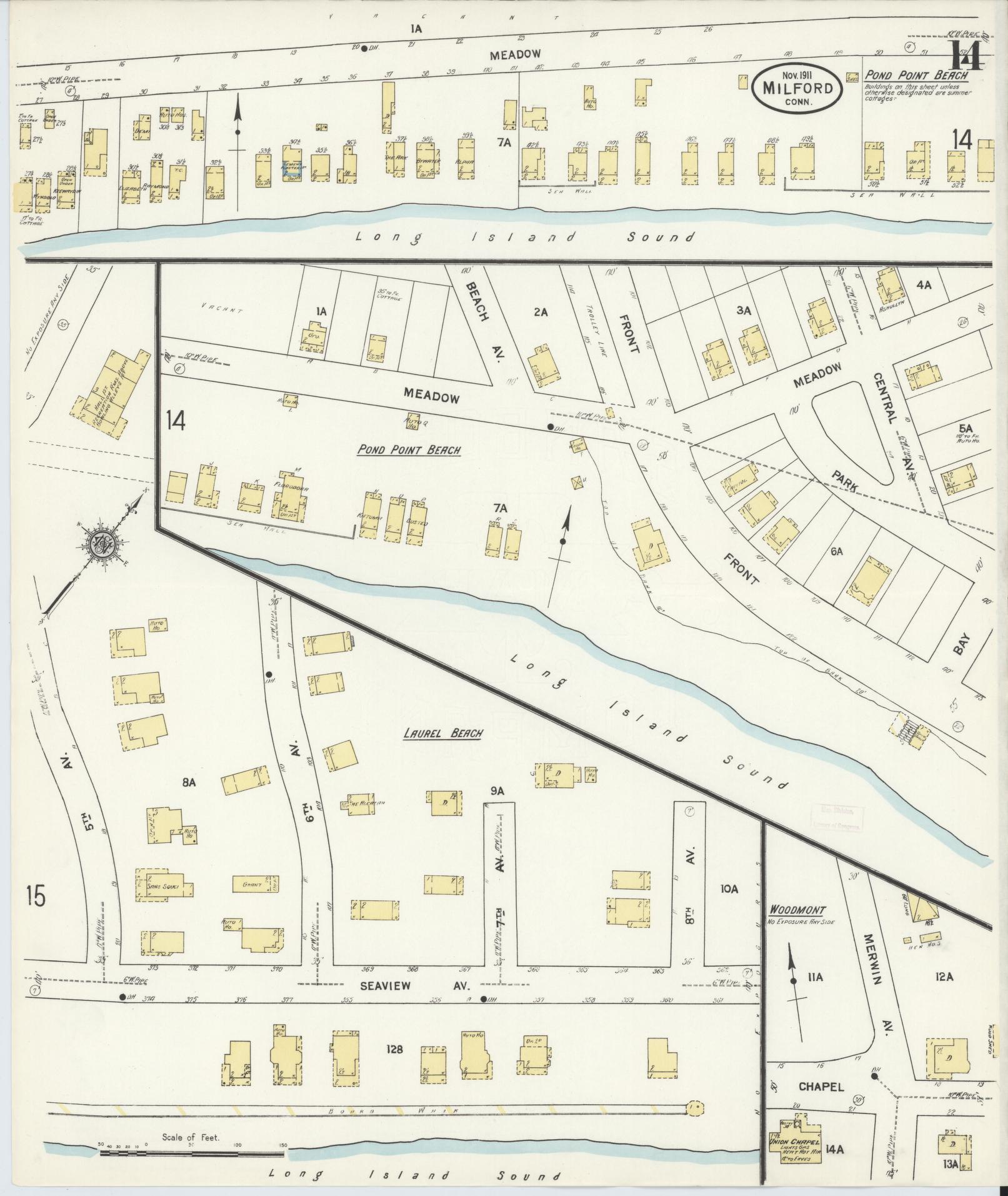 Sanborn Fire Insurance Map from Milford, New Haven County, Connecticut (1911), Sheet #0014 - Historic Sanborn Fire Insurance Map Print, vintage old map wall art, antique decor, genealogy gift, Connecticut Connecticut map