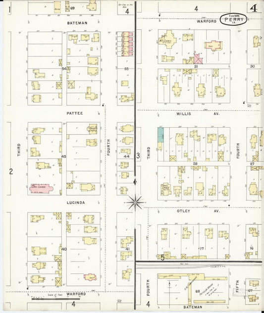 Sanborn Fire Insurance Map from Perry, Dallas County, Iowa (1896), Sheet #0004 - Historic Sanborn Fire Insurance Map Print, vintage old map wall art