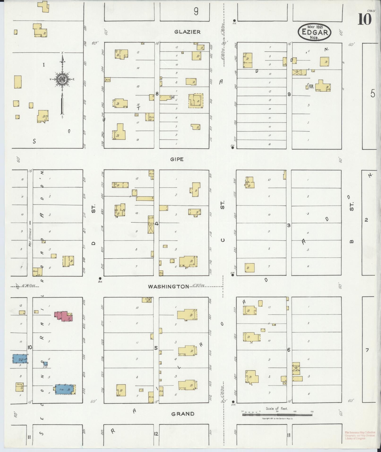 Sanborn Fire Insurance Map from Edgar, Clay County, Nebraska (1921), Sheet #0010 - Complete Map Set gallery image, historic Sanborn map, vintage wall art, Nebraska Nebraska