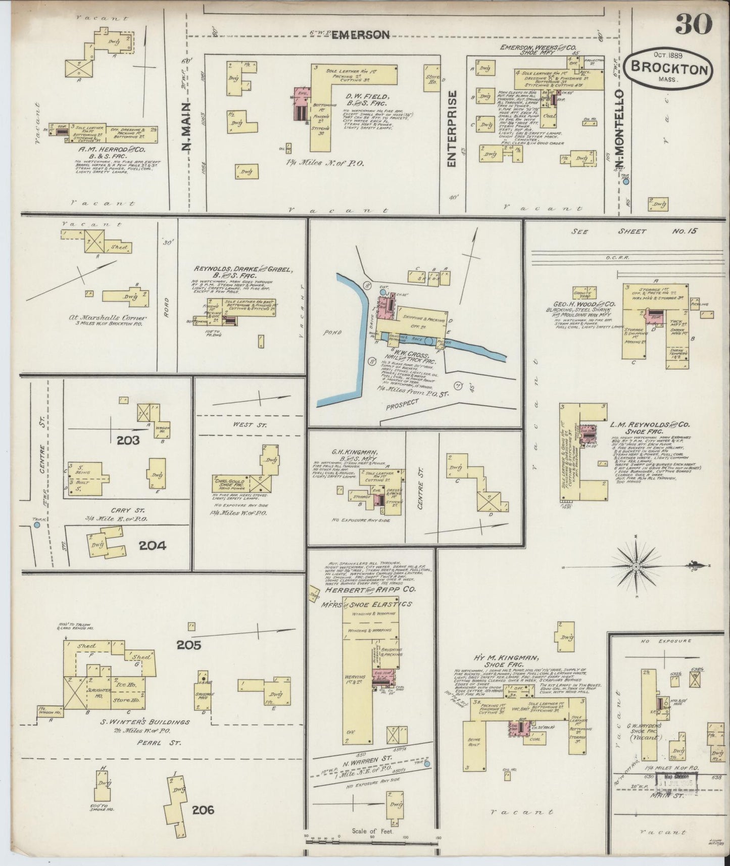 Sanborn Fire Insurance Map from Brockton, Plymouth County, Massachusetts (1889), Sheet #0030 - Complete Map Set gallery image, historic Sanborn map, vintage wall art, Massachusetts Massachusetts
