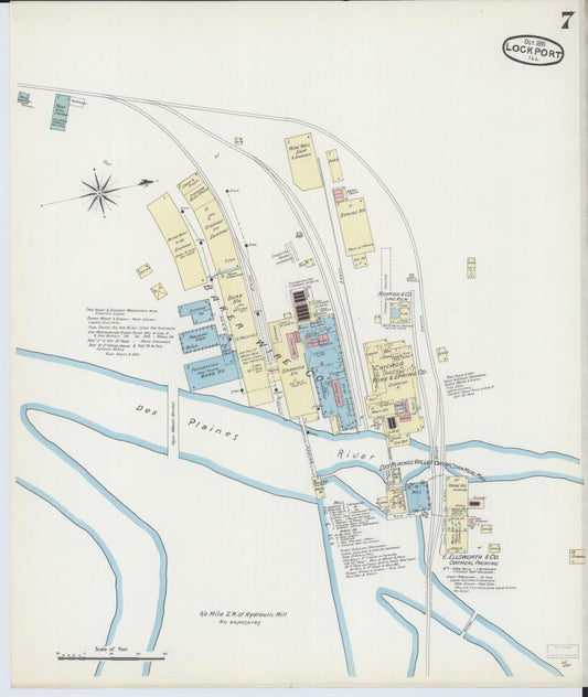 Sanborn Fire Insurance Map from Lockport, Will County, Illinois (1891), Sheet #0007 - Historic Sanborn Fire Insurance Map Print, vintage old map wall art, antique decor, genealogy gift, Illinois Illinois map